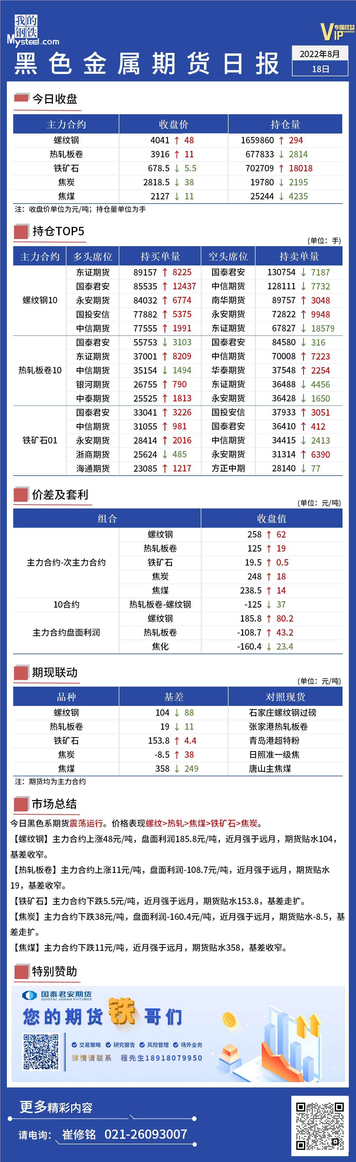 Mysteel日报：黑色金属期货涨跌互现成材企稳